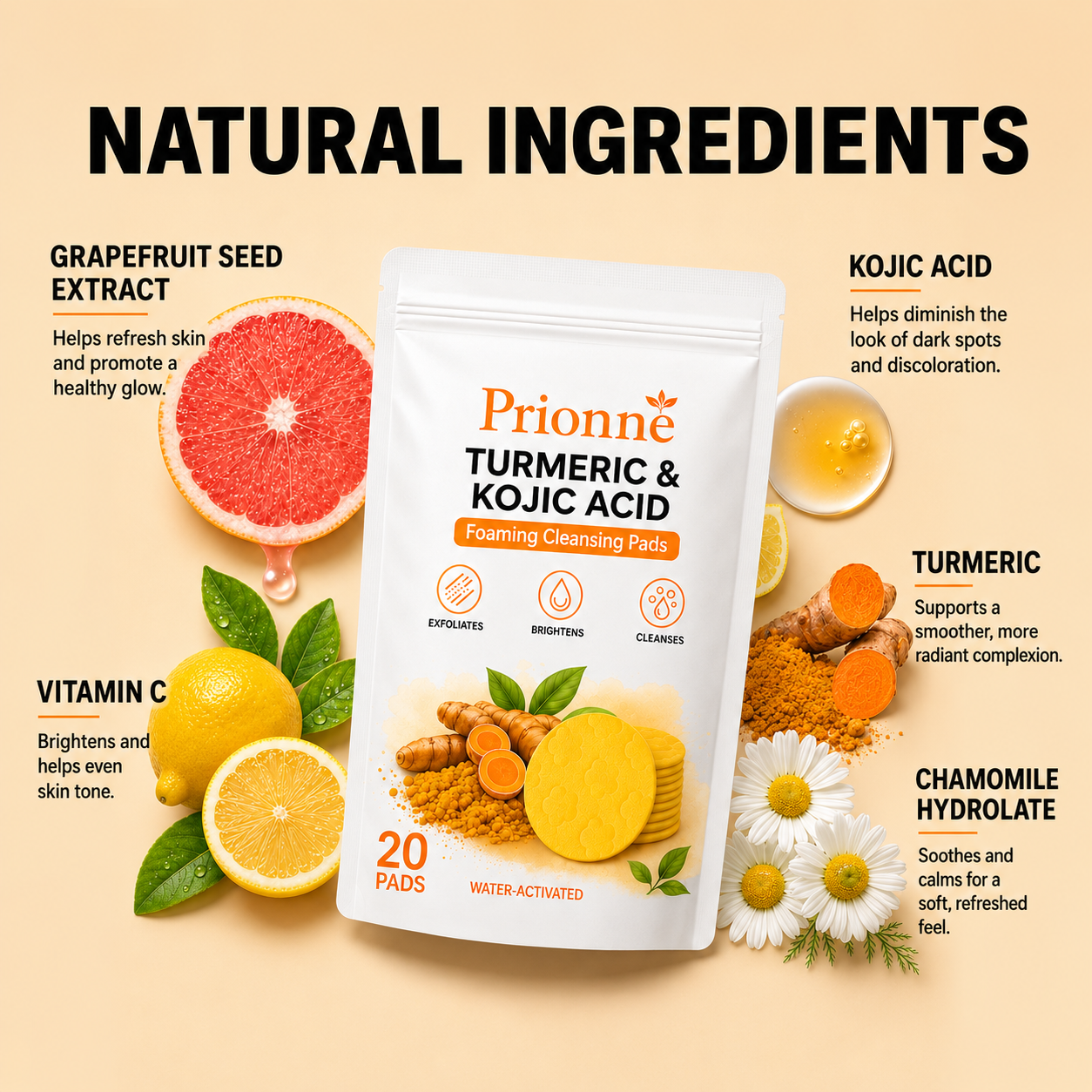 🔥Last Day Big Discount Promotion🔥 | Prionne Turmeric Kojic Glow Pads