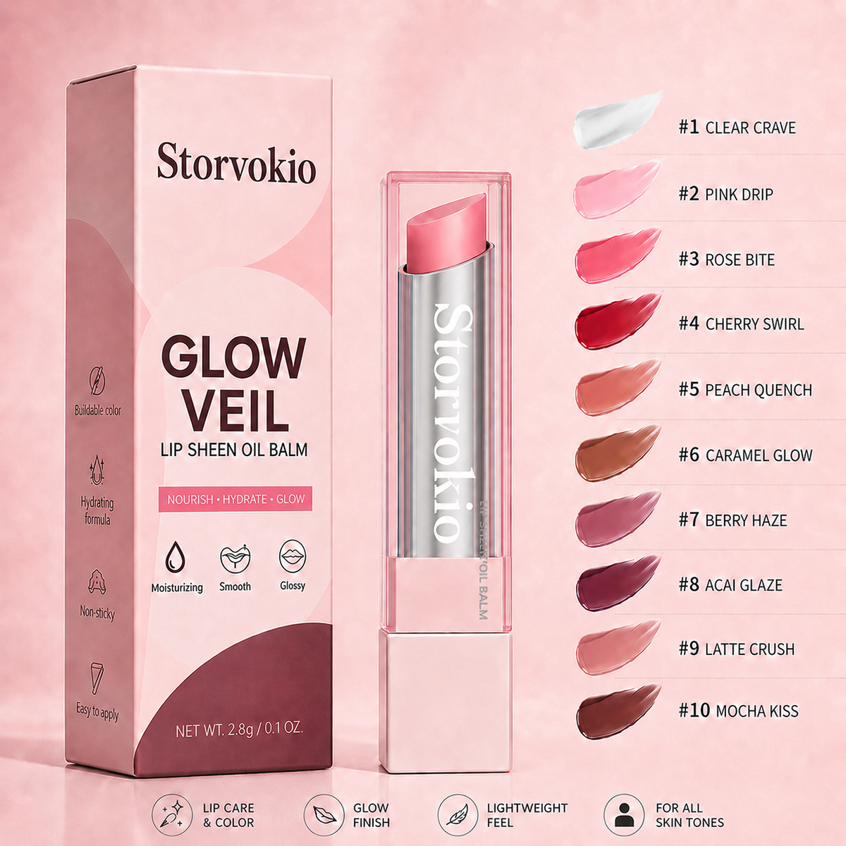 🔥LAST DAY BUY 1 GET 1 FREE🔥 Storvokio 2-in-1 GLOW VEIL LIP SHEEN OIL BALM👄